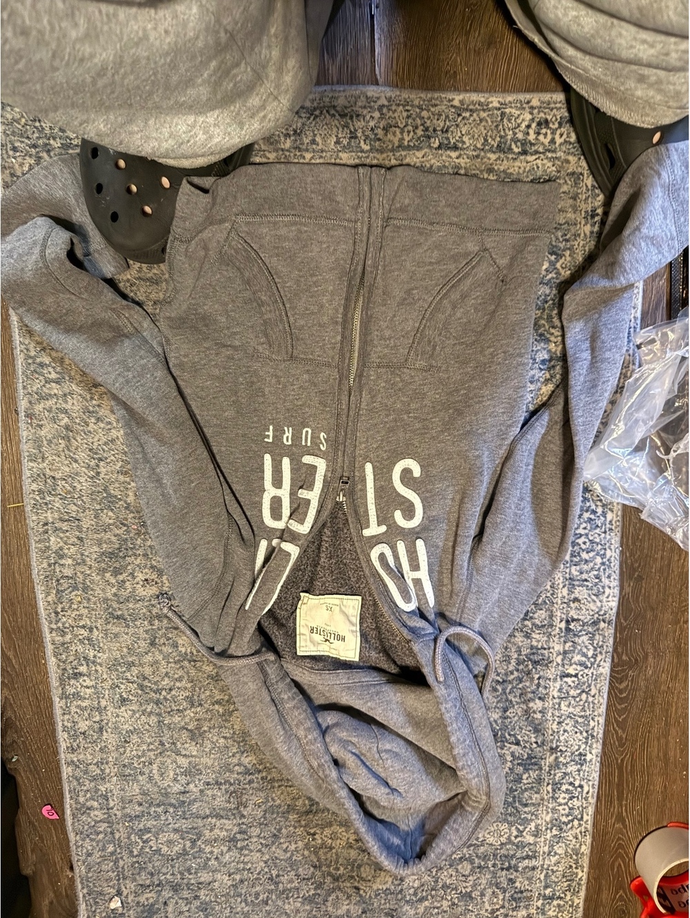 Hollister Gray Zip-Up Hoodie Sweatshirt XS